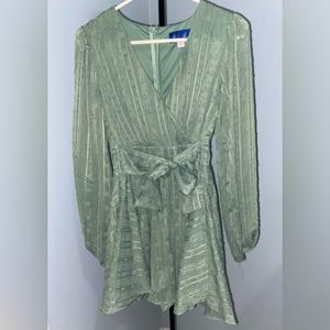 Green romper short romper dress with belt